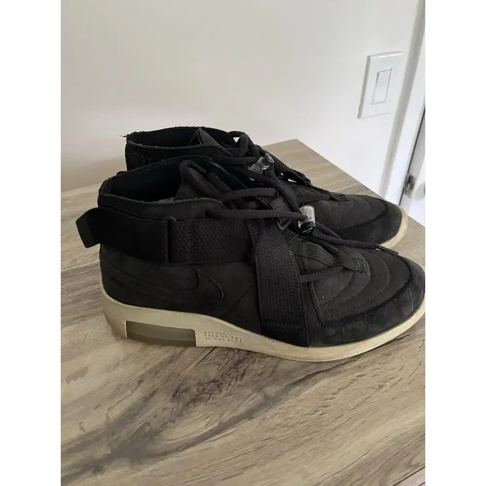 Size 10 - Nike Air Fear Of God Raid Black Mens Suede High top mid rise sneakers